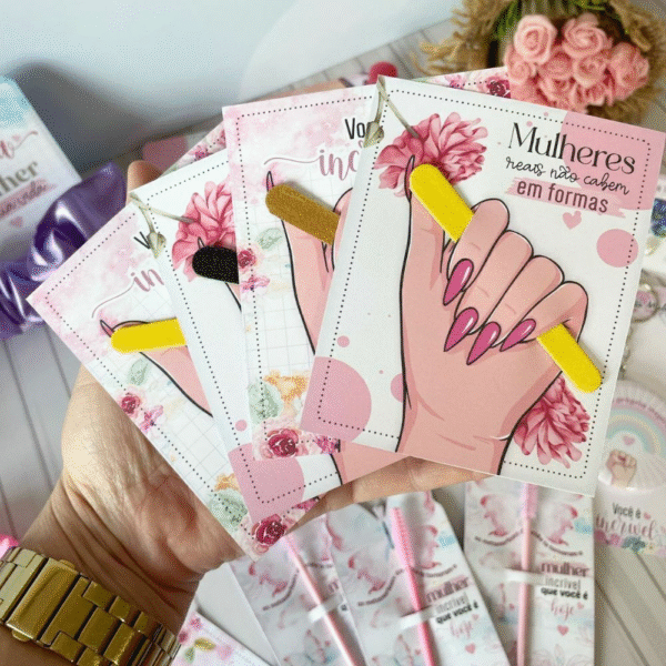 Card com lixa Personalizado Dia das Mulheres 50un 100un 9x5cm