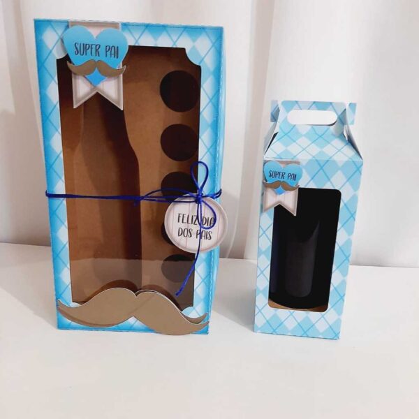 Kit Caixa Long Neck 5 doces + Caixa com Copo Long Drink Dia dos Pais
