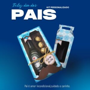 Kit Caixa Long Neck 5 doces + Caixa com Copo Long Drink Dia dos Pais